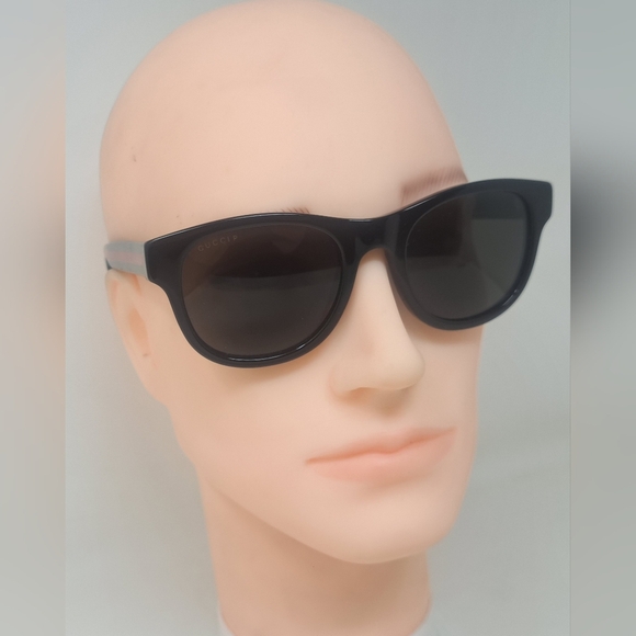 Gucci Men's Sunglasses Black Green Polarized Rectangle GG0003S 52mm 52-21-145 - Picture 6 of 16